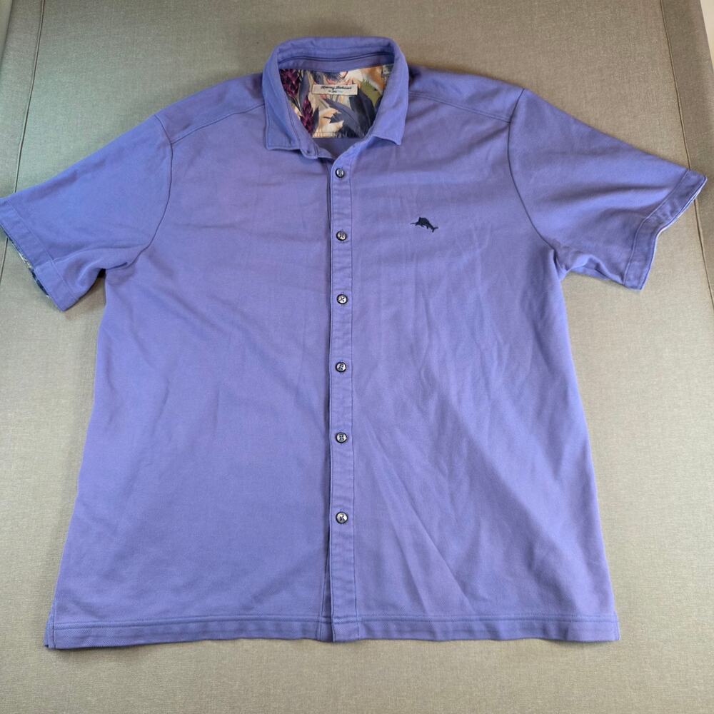 Tommy Bahama Island Zone Shirt XL Marlin Embroidery Floral Trim Button Down